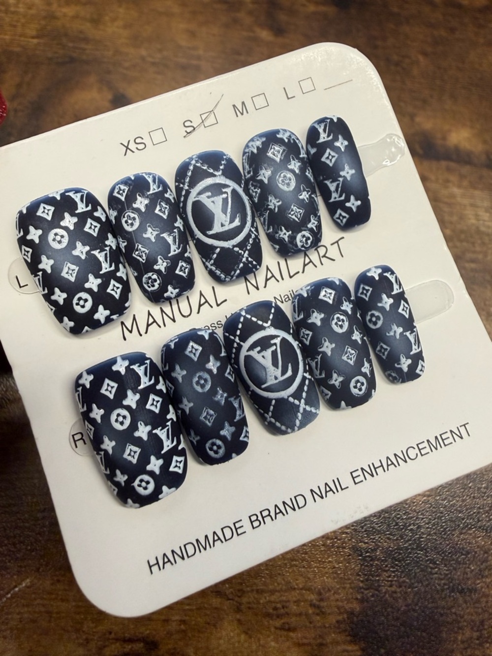Luxury Navy Blue Designer Press On Nails - Small